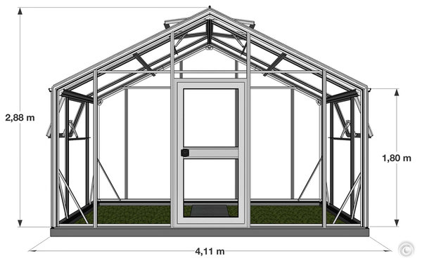 Krieger Gewächshaus Floratherm® 4,11 m x 2,08 m incl. 16 mm PLEXIGLAS®